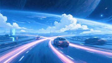 科幻风格公路行驶场景087