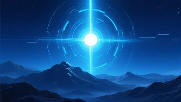 科幻风格的山脉与光束景观772