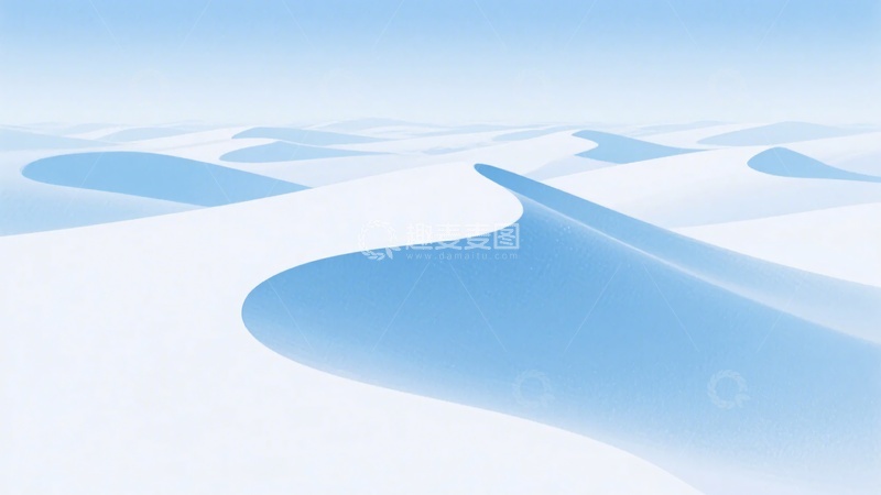 高清大图下载【趣麦麦图】蓝色雪景插画背景645