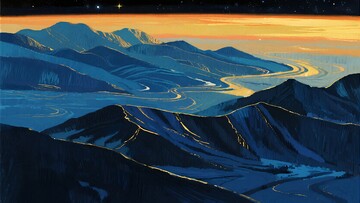山川暮色插画258