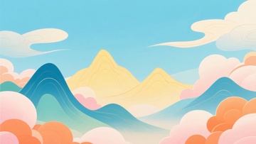 清新梦幻的山川云海插画188