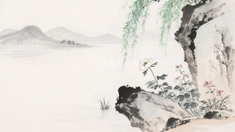 高清大图下载【趣麦麦图】-水墨山水花草景致图715