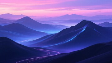 梦幻山间公路夜景插画549