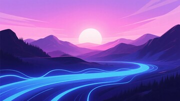 梦幻紫色山间公路日落美景141