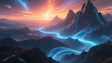 梦幻山川与流动光带景观294