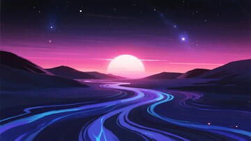 梦幻绚丽的星空道路风景764