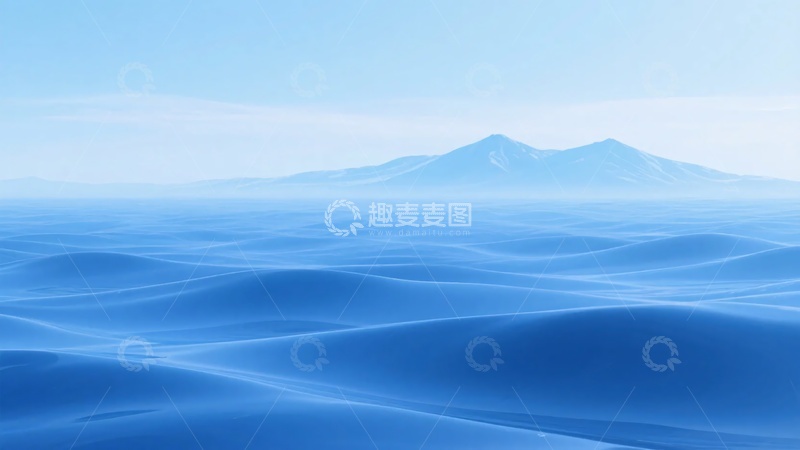 高清大图下载【趣麦麦图】-蓝色海洋与远山风景图897