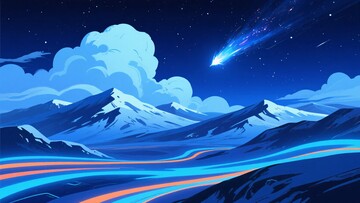 夜空下的雪山与流星景象902