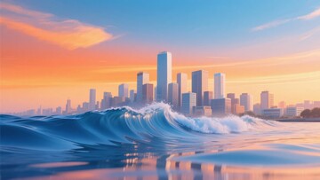 城市海岸黄昏美景377