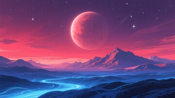梦幻星空下的山川景色967