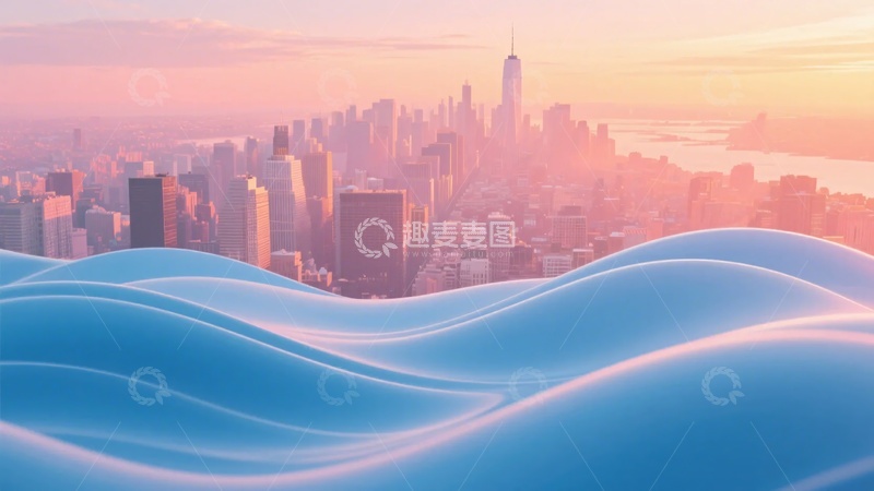 高清大图下载【趣麦麦图】-城市与波浪状景观的梦幻画面722
