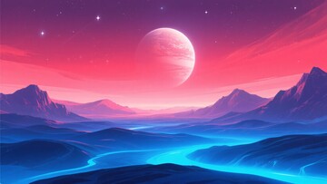 梦幻星空下的山川景色462