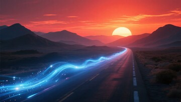 夕阳下公路的梦幻光带景象110