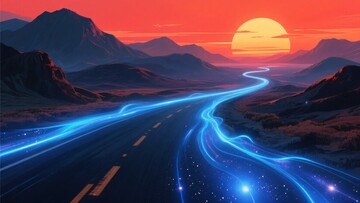 梦幻公路与落日山川景象806