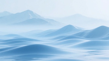 蓝色山水风景插画813