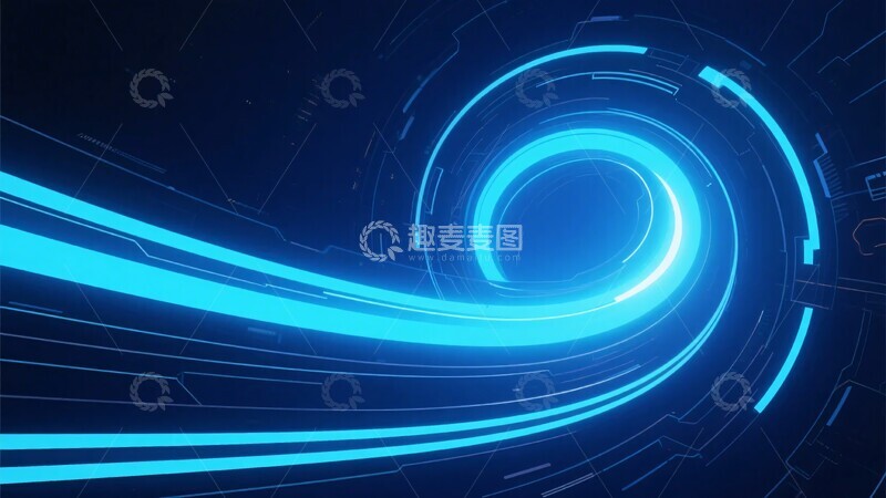 高清大图下载【趣麦麦图】蓝色科技感光线旋涡背景117