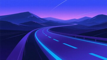 梦幻紫色公路夜景插画975