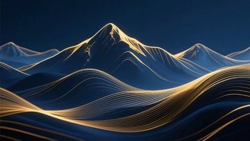 抽象线条勾勒的金色山峦图景206