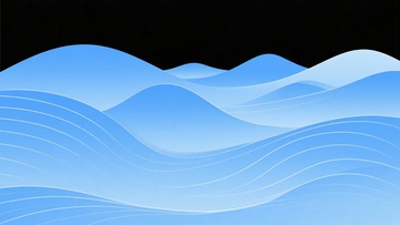 蓝色波浪状山峦插画391
