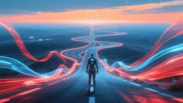科幻风人物独行于流光道路439