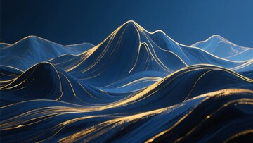 蓝色渐变线条构成的山峦画面045