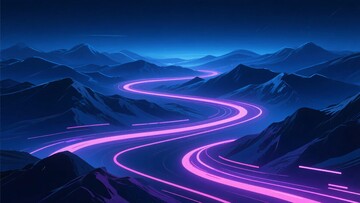 山间霓虹蜿蜒公路夜景430