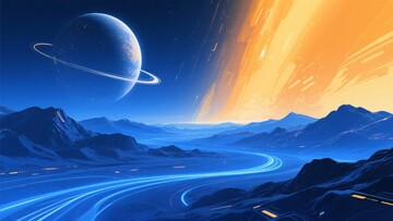 科幻风格宇宙山川景观插画450