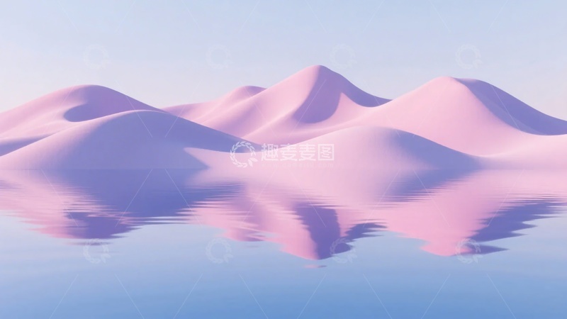 高清大图下载【趣麦麦图】-梦幻粉色山丘与水面景观889