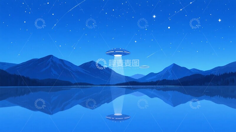 高清大图下载【趣麦麦图】-夜空下湖泊旁的景象319