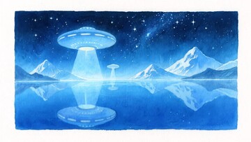 梦幻星空下的与雪山景象836