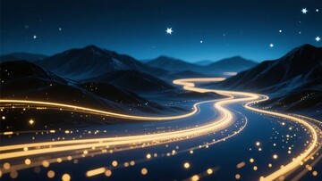 夜晚山间蜿蜒的流光道路141