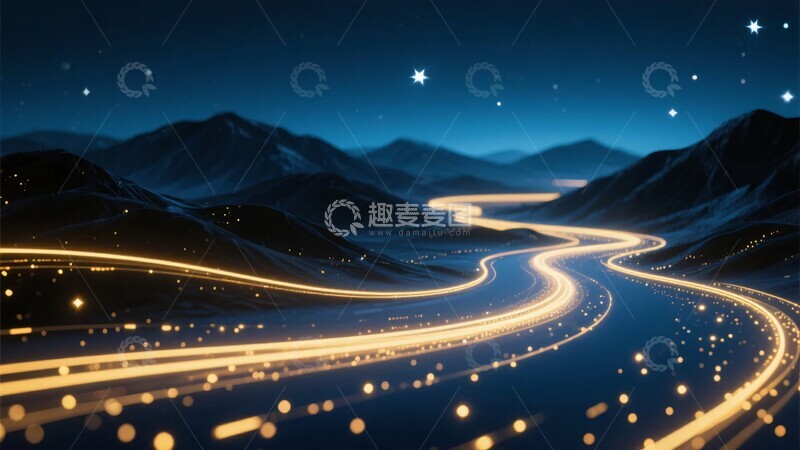 高清大图下载【趣麦麦图】-夜晚山间蜿蜒的流光道路141