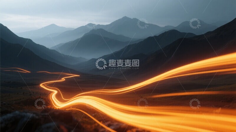 高清大图下载【趣麦麦图】-山间公路光轨夜景图685