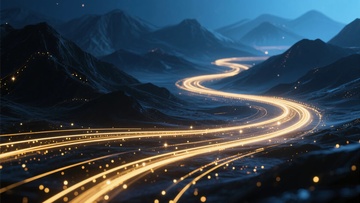 蜿蜒公路夜景光影图605