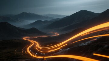 山间公路的绚丽光轨夜景195