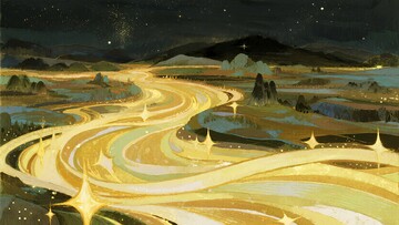 梦幻发光道路插画夜景630
