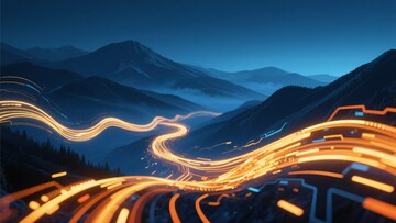 山间绚丽光轨夜景图893
