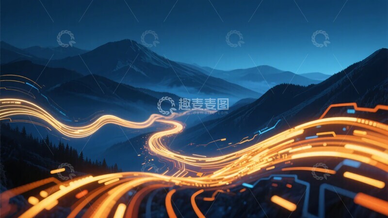 高清大图下载【趣麦麦图】-山间绚丽光轨夜景图893