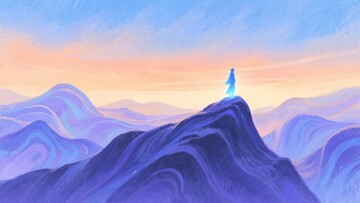 山顶人物眺望壮丽山川542