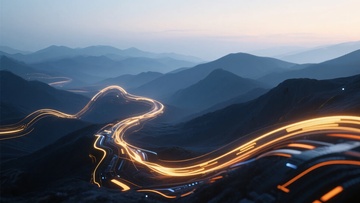 山间蜿蜒公路的光轨美景955