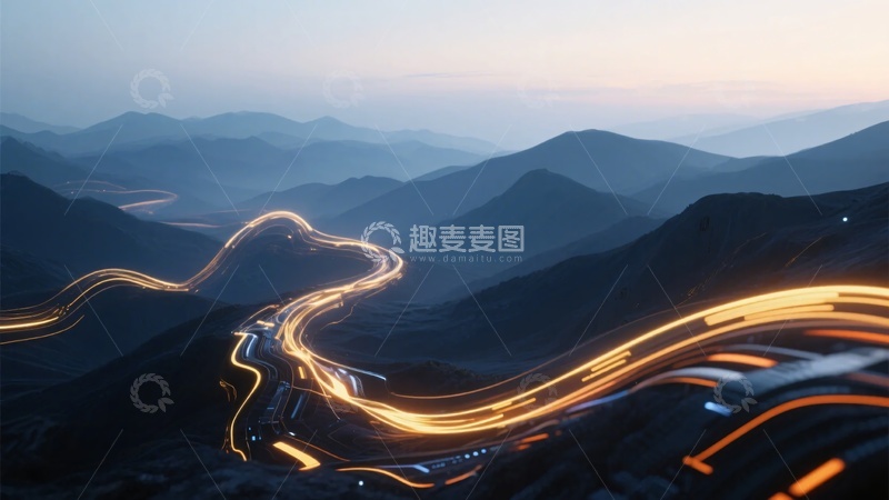 高清大图下载【趣麦麦图】-山间蜿蜒公路的光轨美景955