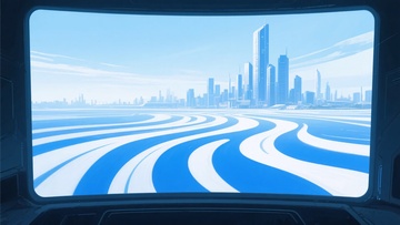 窗外的城市与道路插画景象665