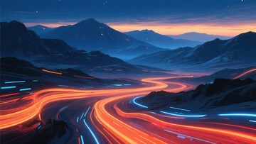 山间公路绚丽光影夜景821