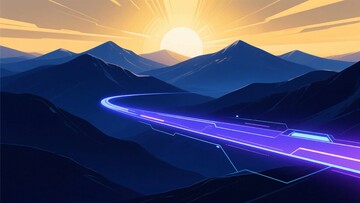 山间落日下的霓虹公路108