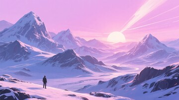 雪山上独自赏景的人111