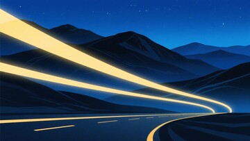 山间公路夜景光影图071