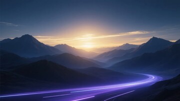 山间暮色下的梦幻光轨景象537