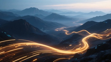 山间蜿蜒公路的光影轨迹408