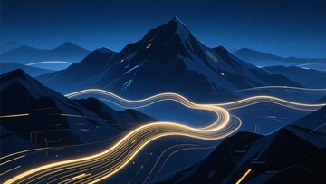 山间公路夜景光影图075
