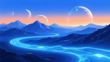 梦幻星球山川河流插画230